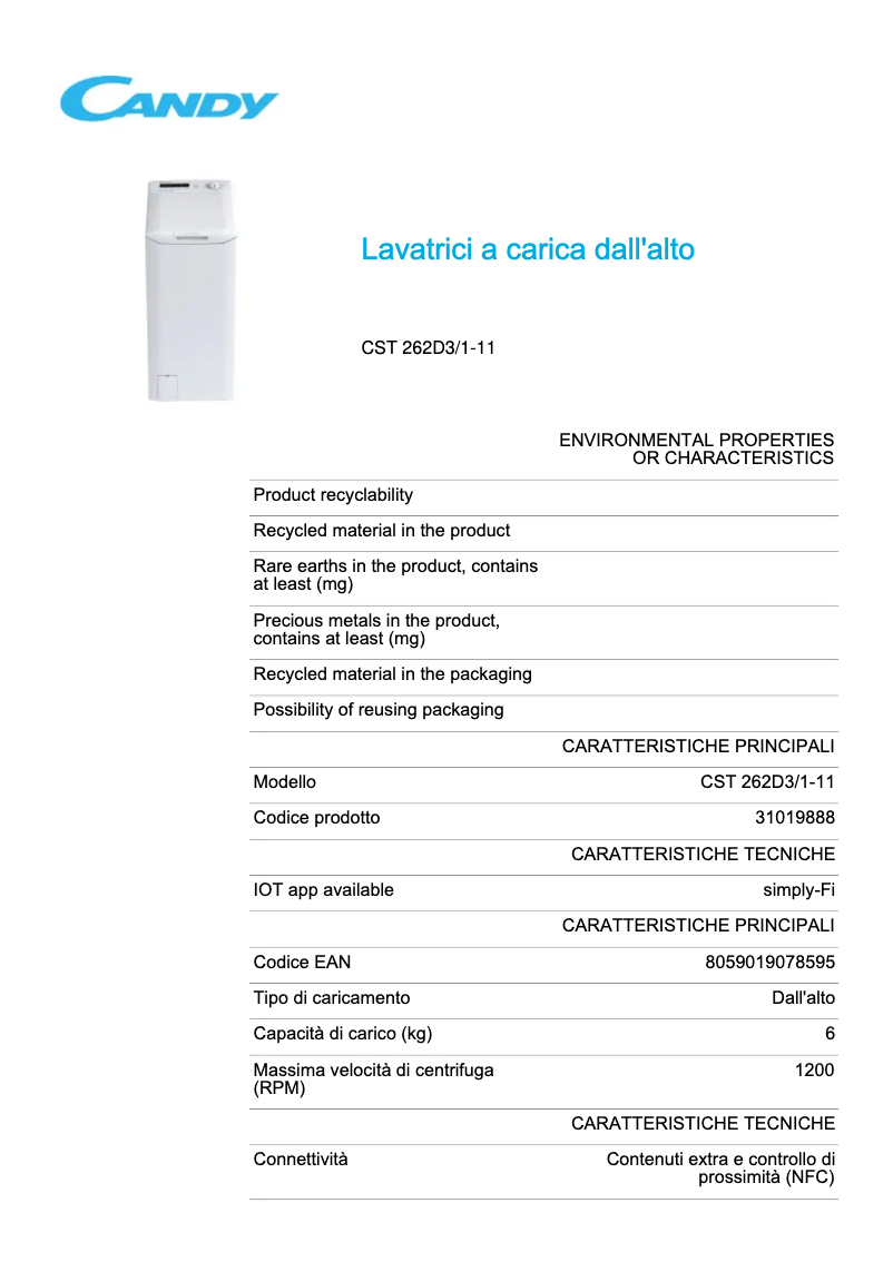 Image de la première page du manuel de l'appareil CST 262DE1-11