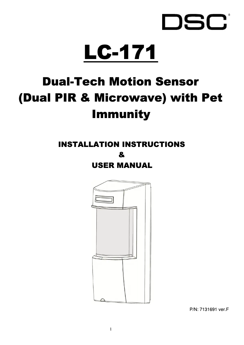 Page 1 de la notice Manuel utilisateur DSC LC-171