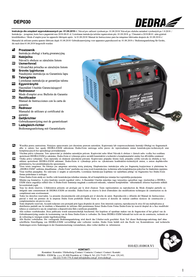 Image de la première page du manuel de l'appareil DEP030