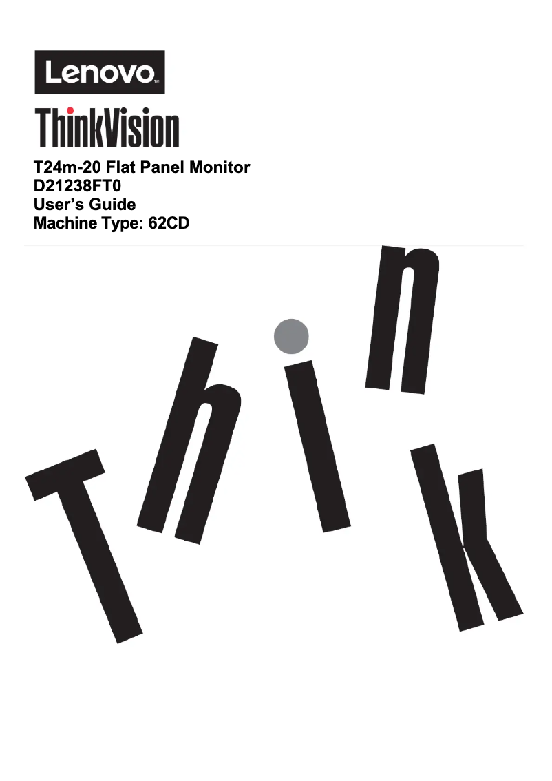 Image de la première page du manuel de l'appareil ThinkVision T24m-20