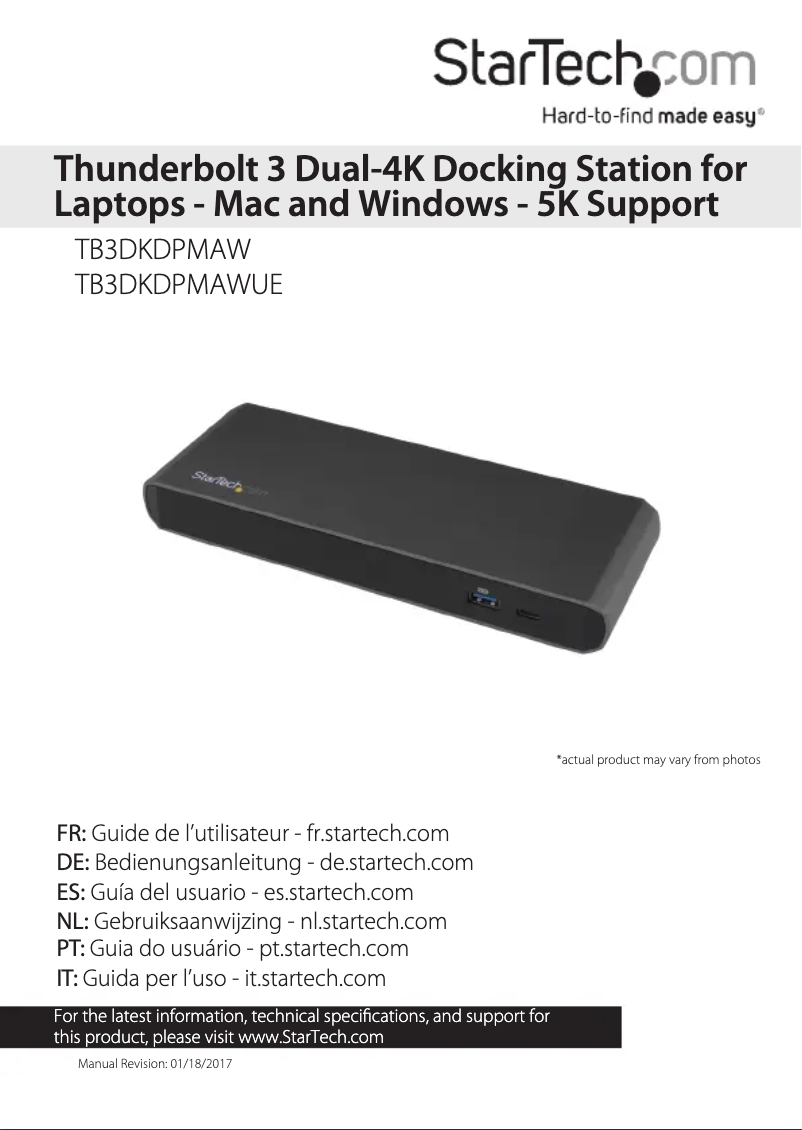 Image de la première page du manuel de l'appareil TB3DKDPMAWUE