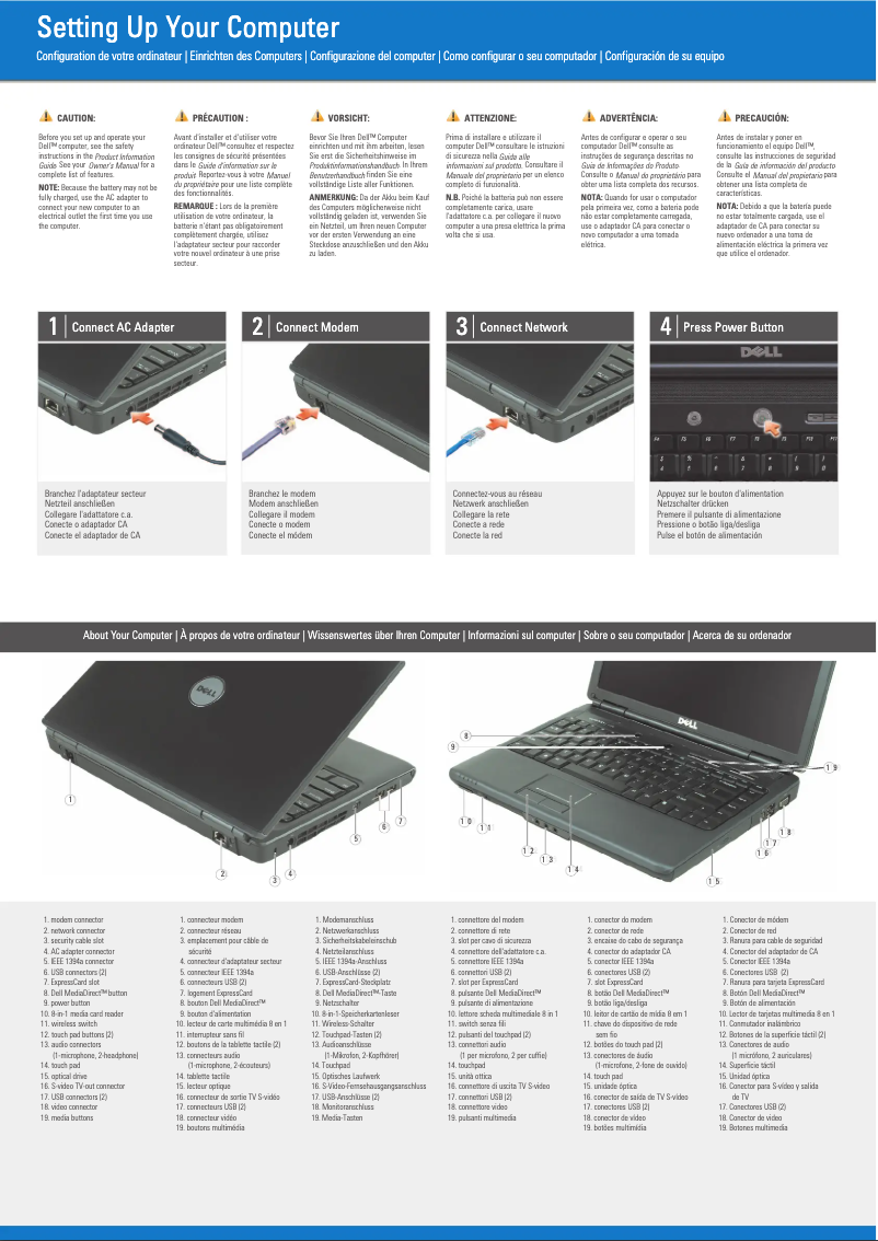 Page 1 de la notice Guide d'installation Dell Vostro 1400