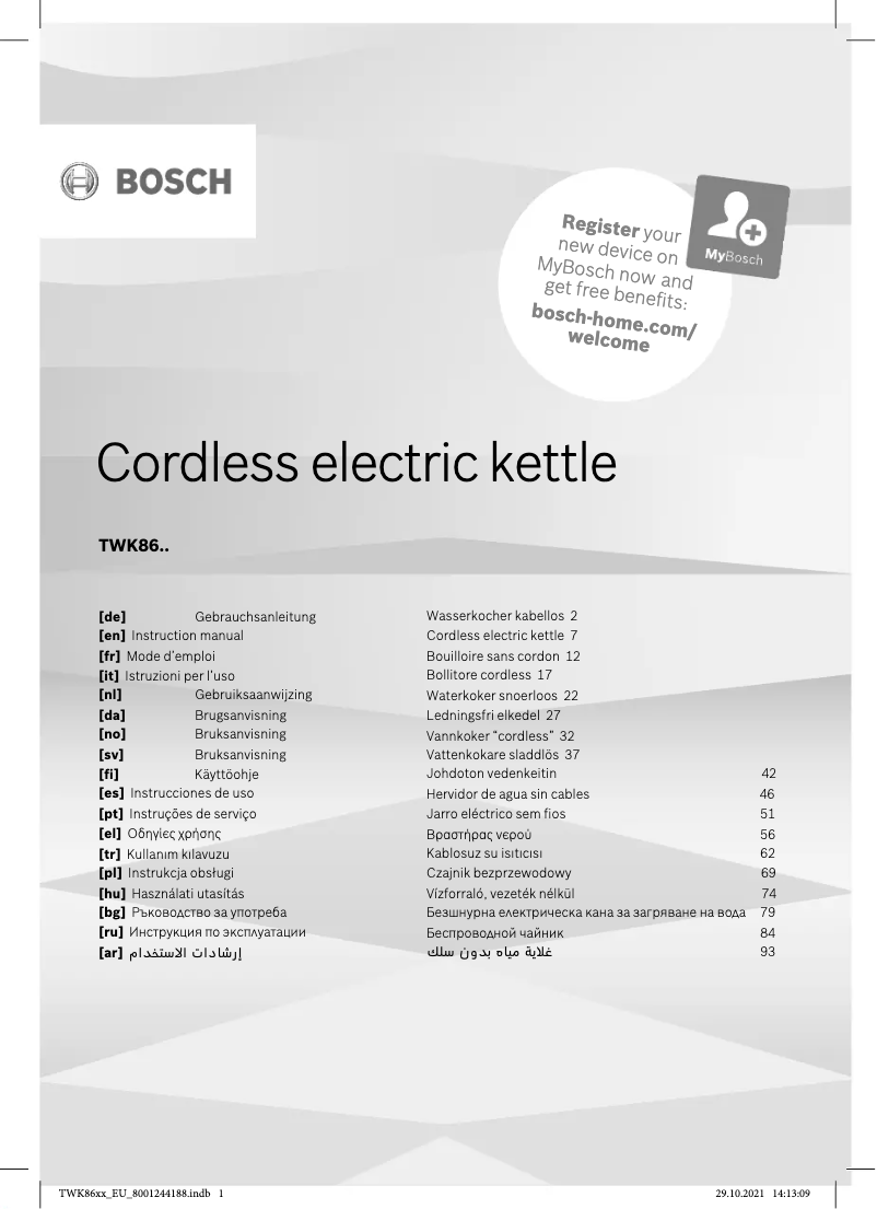 Página 1 del manual Manual de usuario Bosch TWK8614P