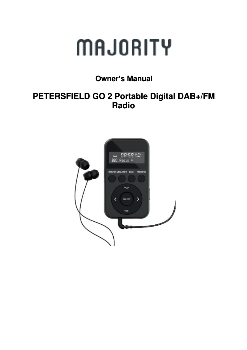 Page 1 de la notice Manuel utilisateur Majority Petersfield Go 2