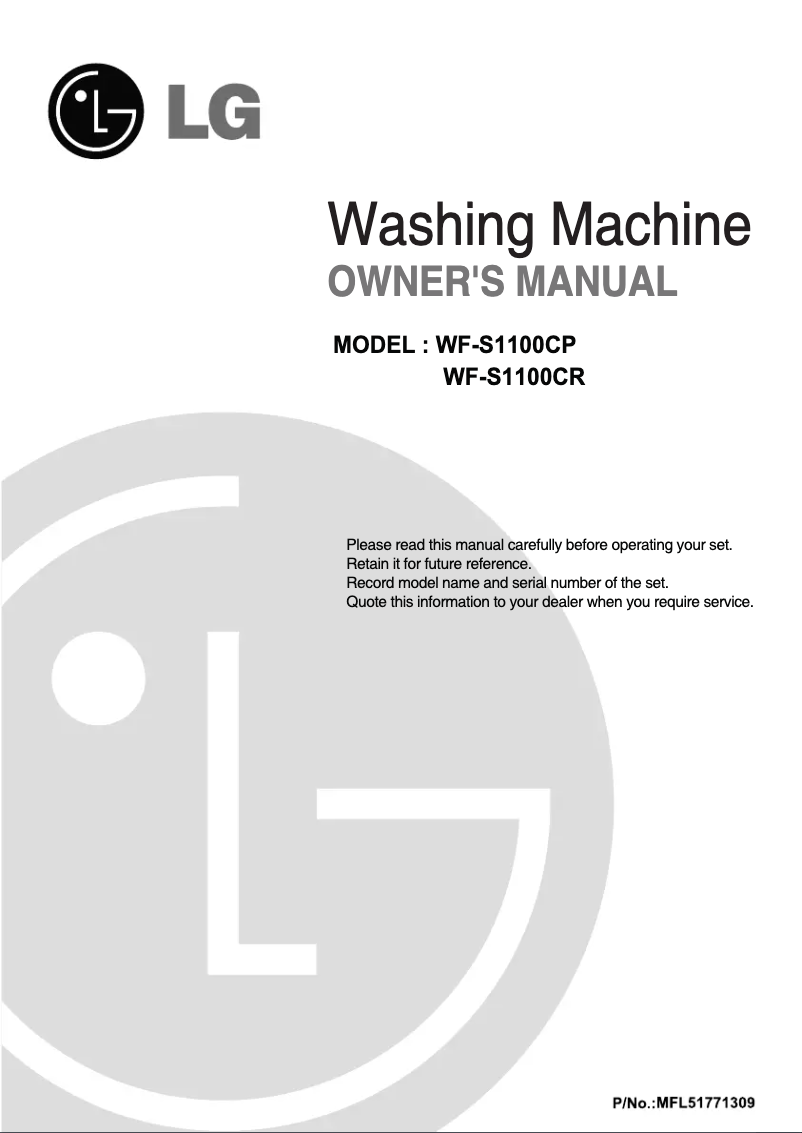 Page n°1 - Manuel utilisateur LG WF-S1100CP