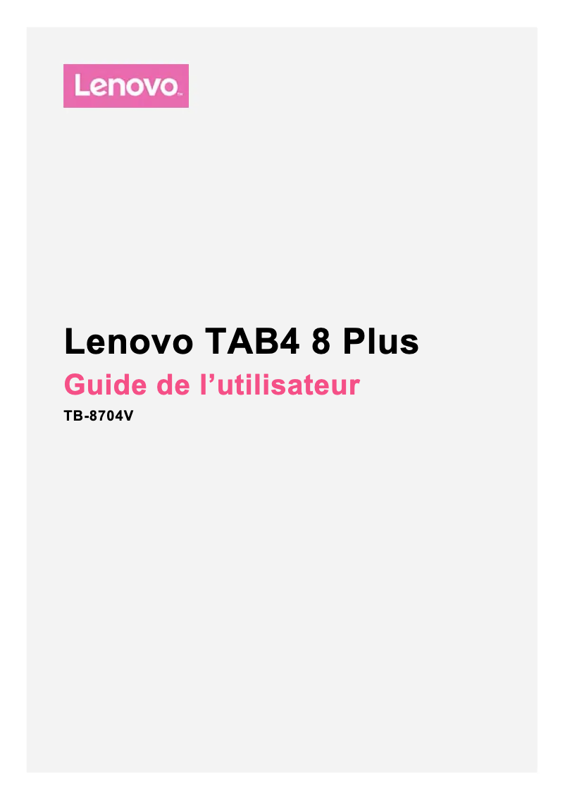 Page n°1 - Manuel utilisateur Lenovo Tab 4 8 Plus