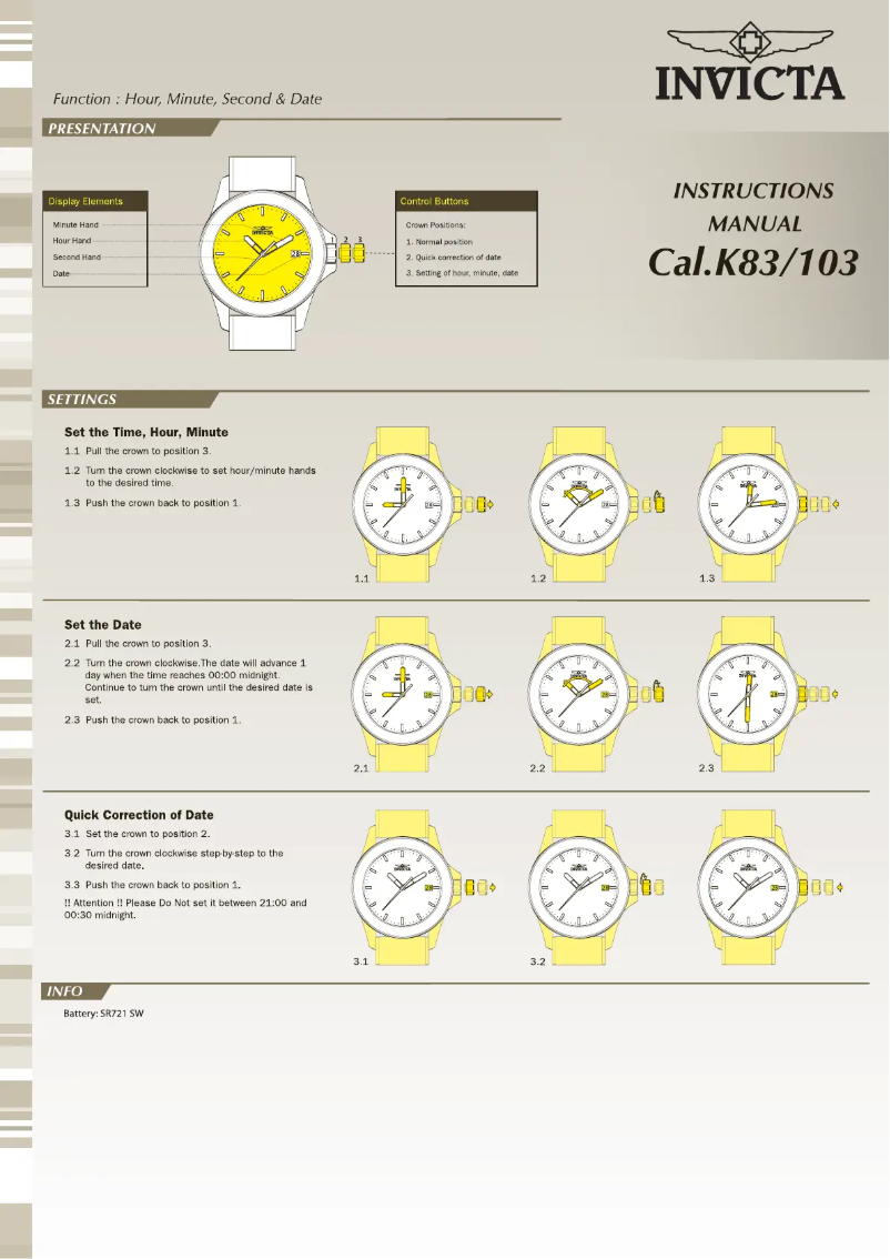 Page 1 de la notice Manuel utilisateur Invicta Wildflower 13967