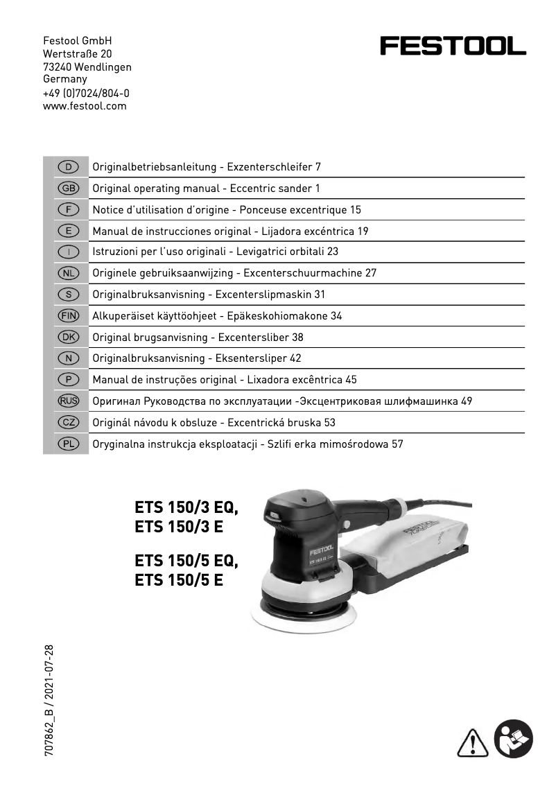 Imagen de la primera página del manual del dispositivo ETS 150/5 EQ-Plus