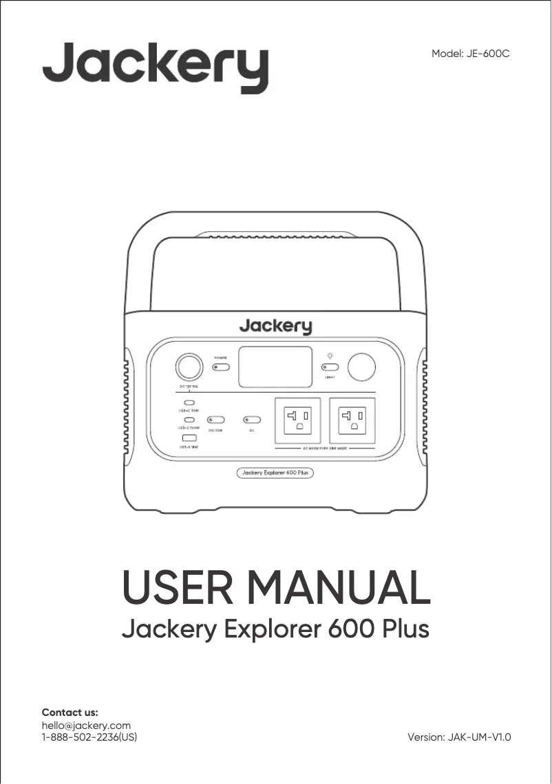 Page n°1 - Manuel utilisateur Jackery Explorer 600 Plus