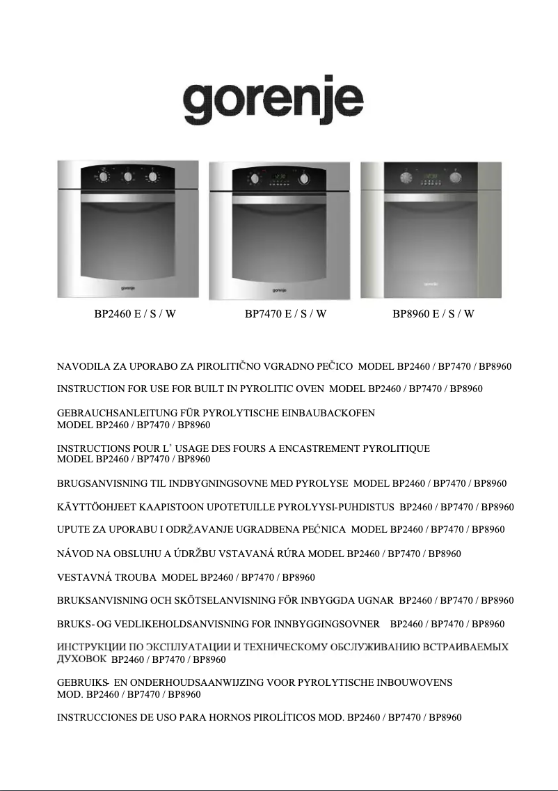 Page n°1 - Manuel utilisateur Gorenje BP2460S