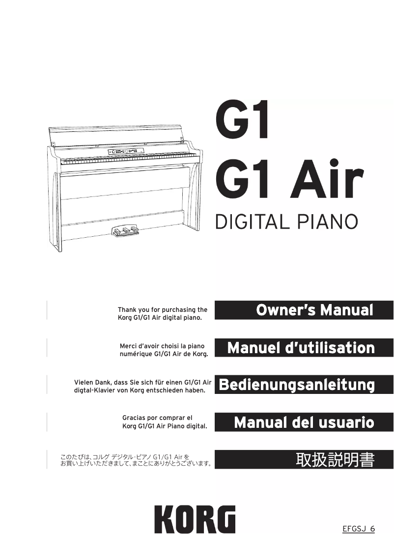 Page 1 de la notice Manuel utilisateur Korg G1 Air