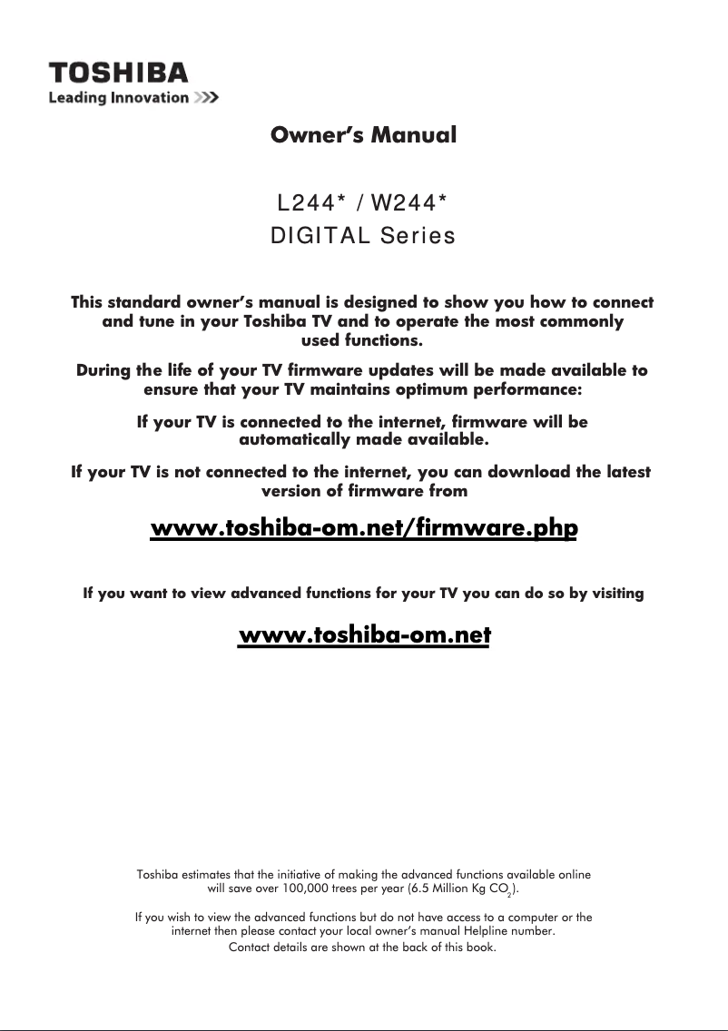 Page n°1 - Manuel utilisateur Toshiba 40W2443