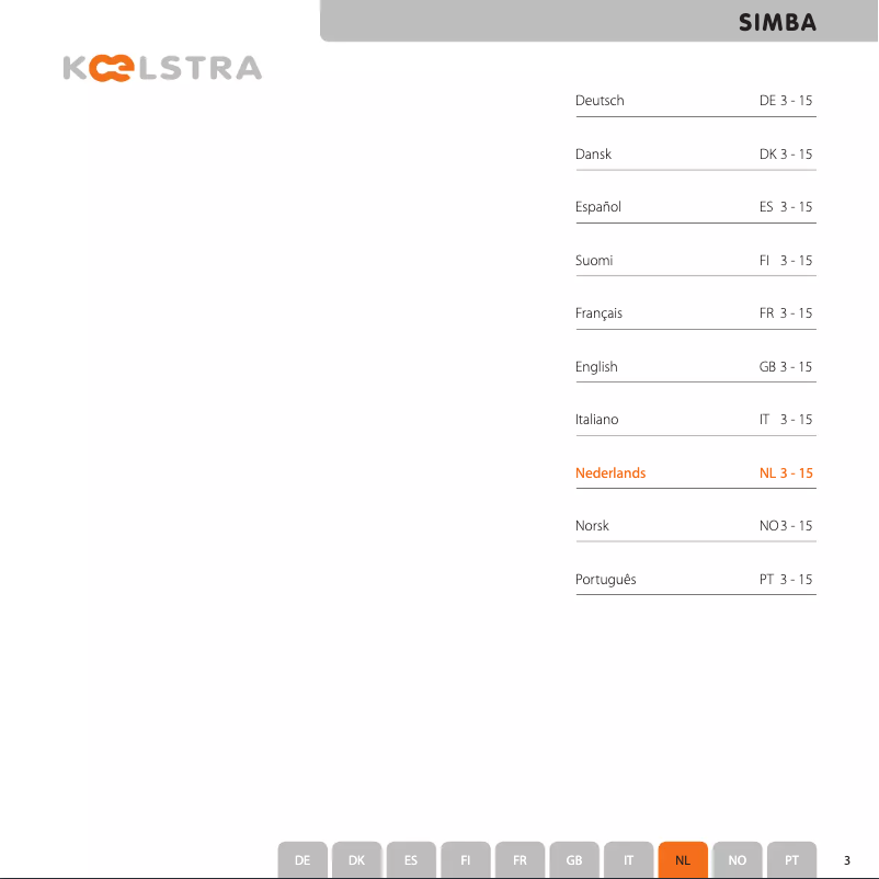 Page n°1 - Manuel utilisateur Koelstra Simba T3