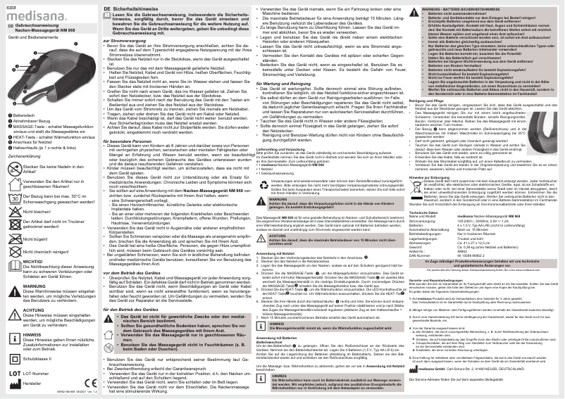 Page 1 de la notice Manuel utilisateur Medisana NM 868