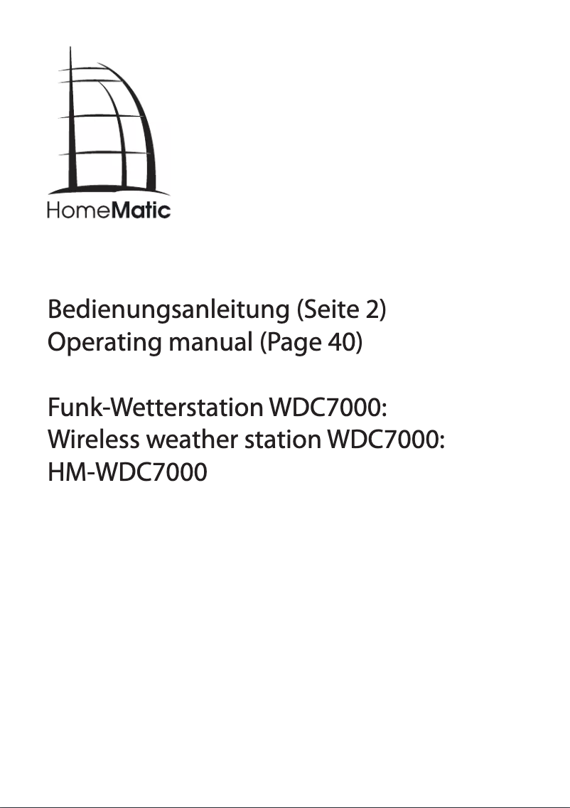 Page n°1 - Manuel utilisateur eQ-3 HM-WDC7000