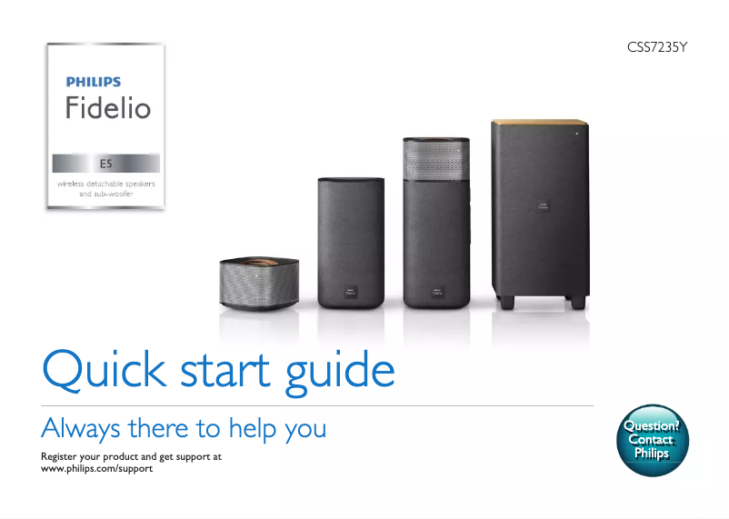Page 1 de la notice Guide de démarrage rapide Philips Fidelio CSS7235Y