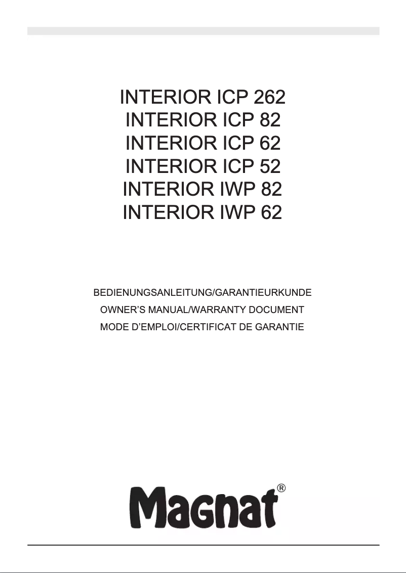 First page image of the manual for Interior ICP 262