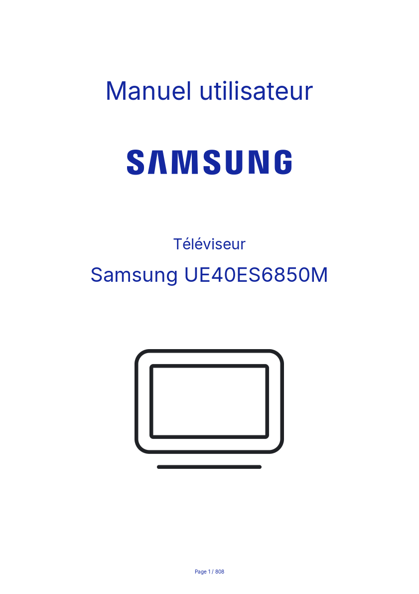Page n°1 - Manuel utilisateur Samsung UE40ES6850M
