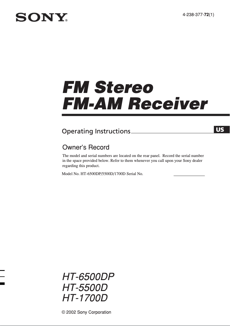 Page 1 de la notice Manuel utilisateur Sony HT-5500D