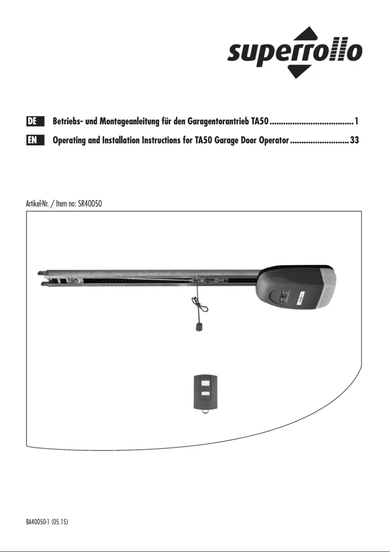 Page 1 de la notice Manuel utilisateur Superrollo TA50