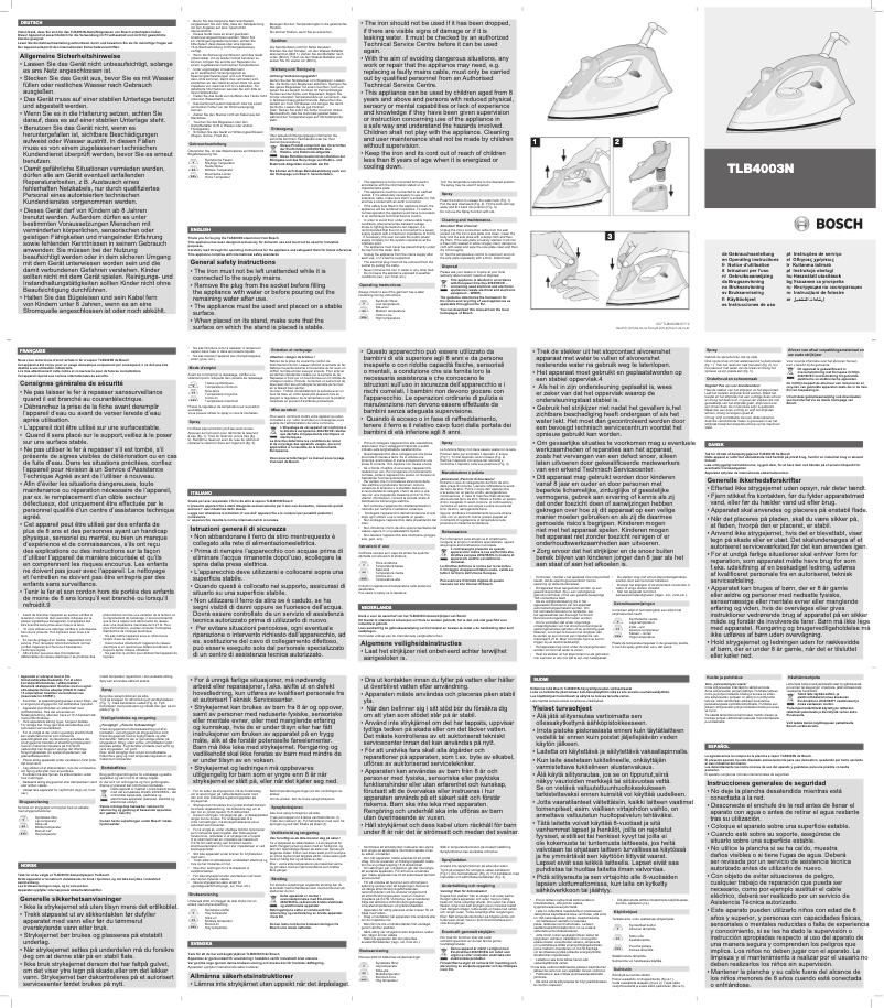 Page 1 de la notice Manuel utilisateur Bosch TLB4003N