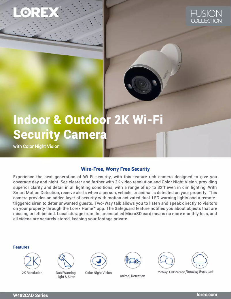 Page n°1 - Fiche technique Lorex W482CAD-K9