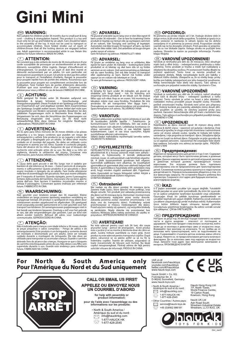 Page n°1 - Manuel utilisateur Hauck Gini Mini