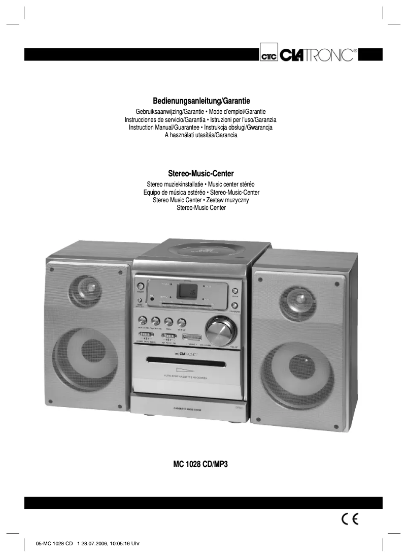 Page 1 de la notice Manuel utilisateur Clatronic MC 1028 CD/MP3