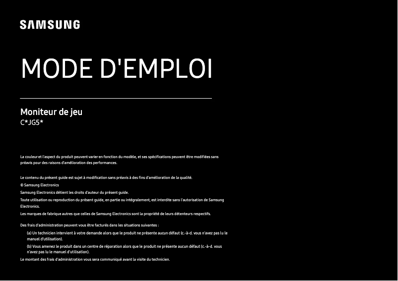 Page 1 de la notice Manuel utilisateur Samsung C32JG50QQU