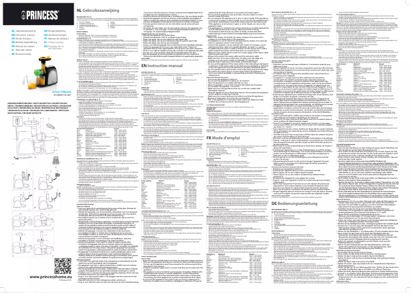 Page 1 de la notice Manuel utilisateur Princess 202041