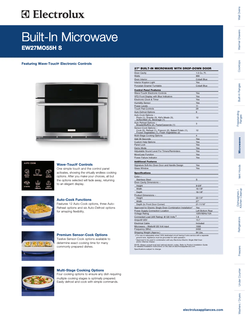 Page n°1 - Fiche technique Electrolux EW27MO55HS