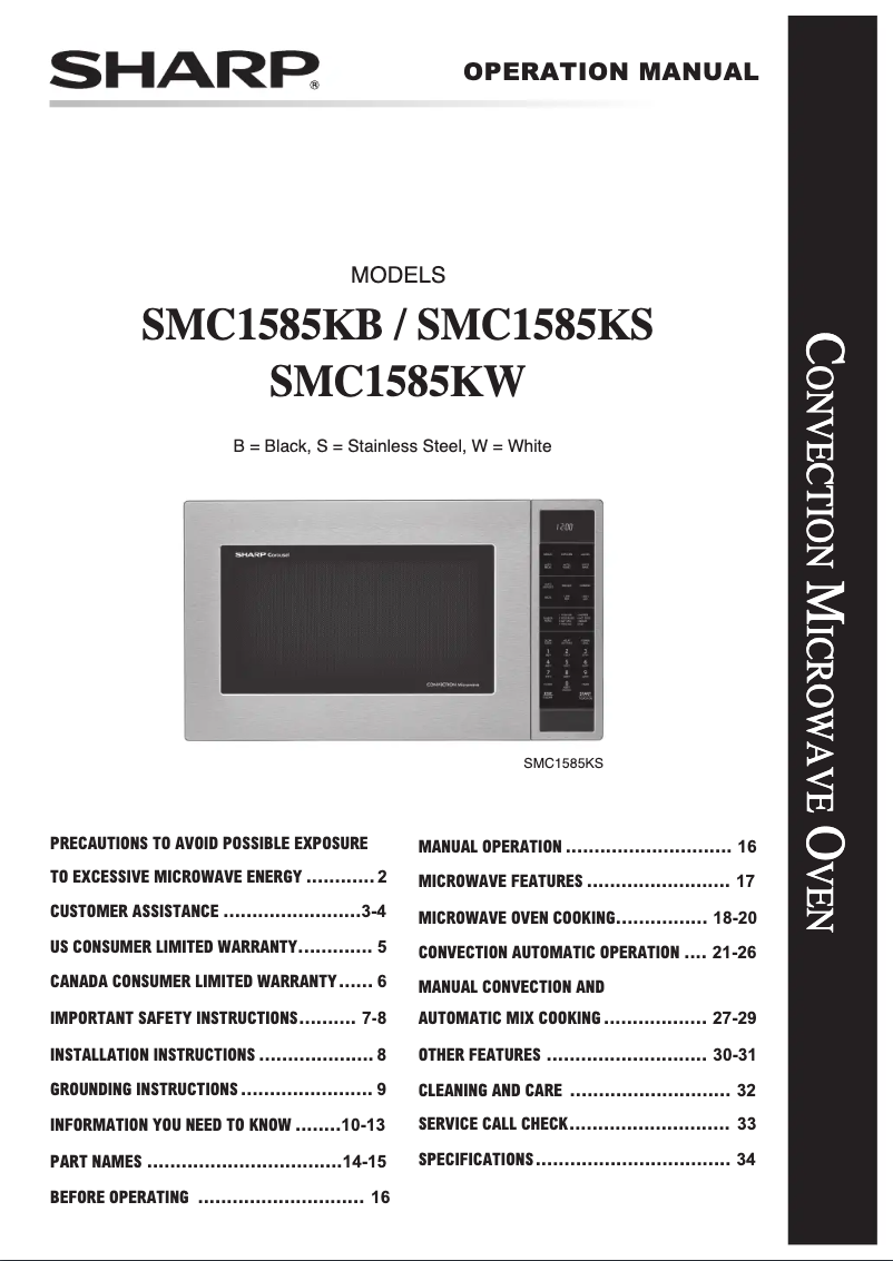 Page n°1 - Manuel utilisateur Sharp SMC1585KB