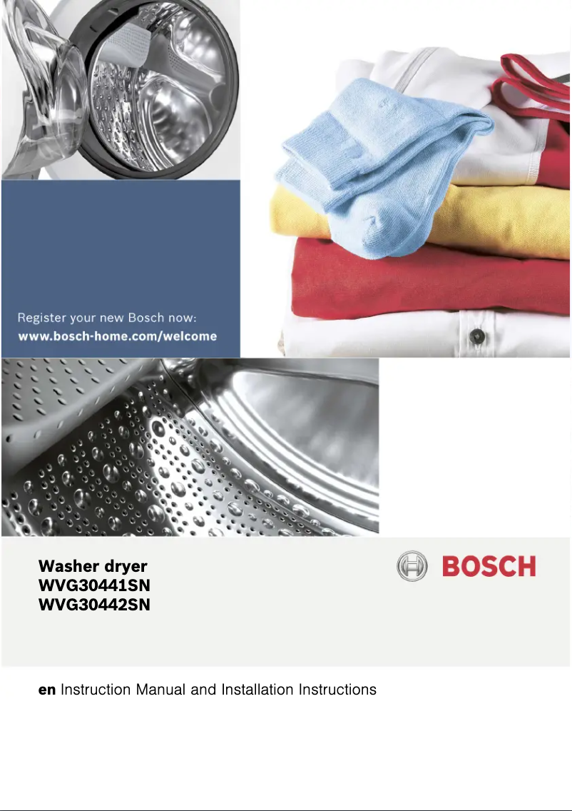 Page 1 de la notice Manuel utilisateur Bosch WVG30442SN