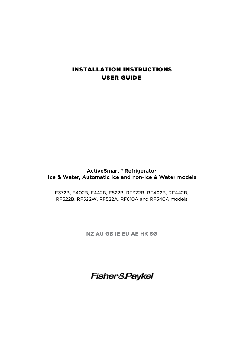 Page 1 de la notice Manuel utilisateur Fisher & Paykel RF522BRPW6
