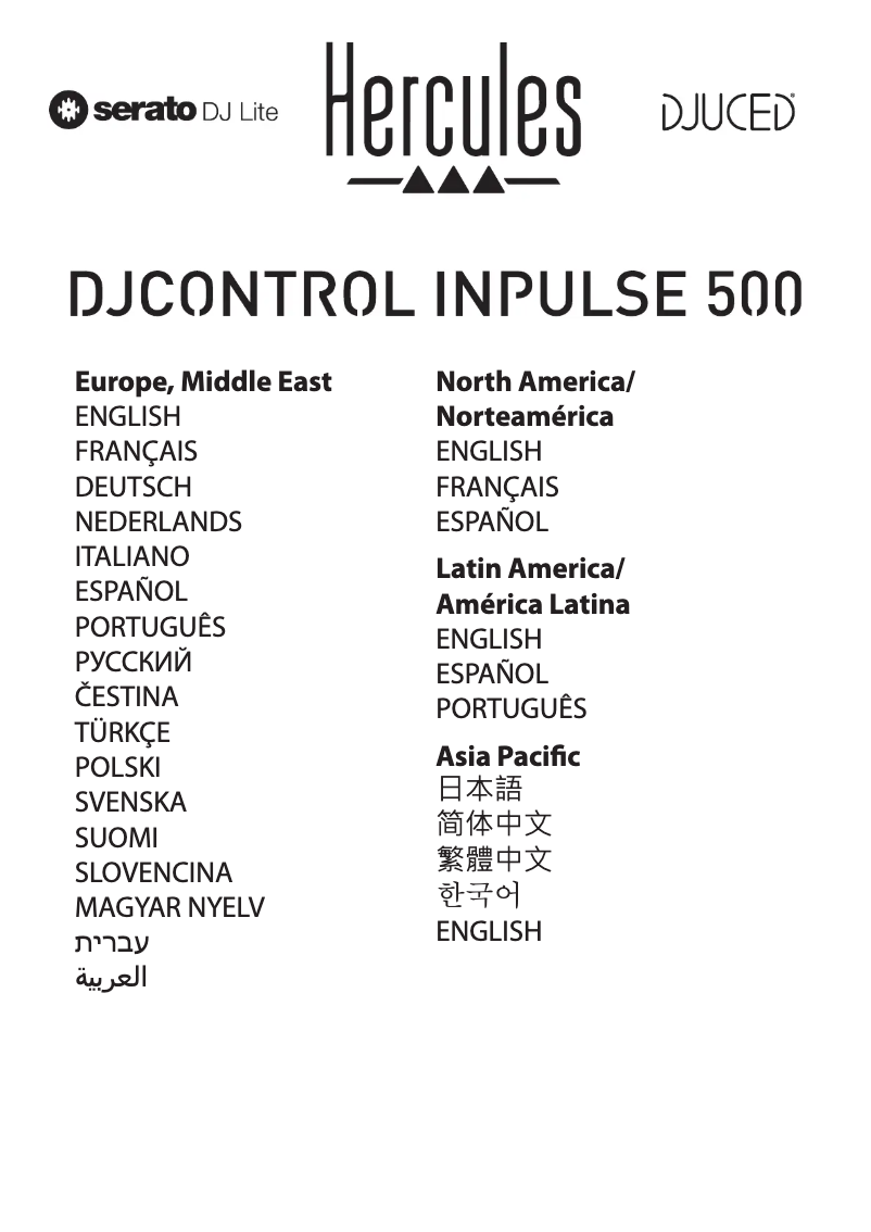 Page 1 de la notice Manuel utilisateur Hercules DJControl Inpulse 500