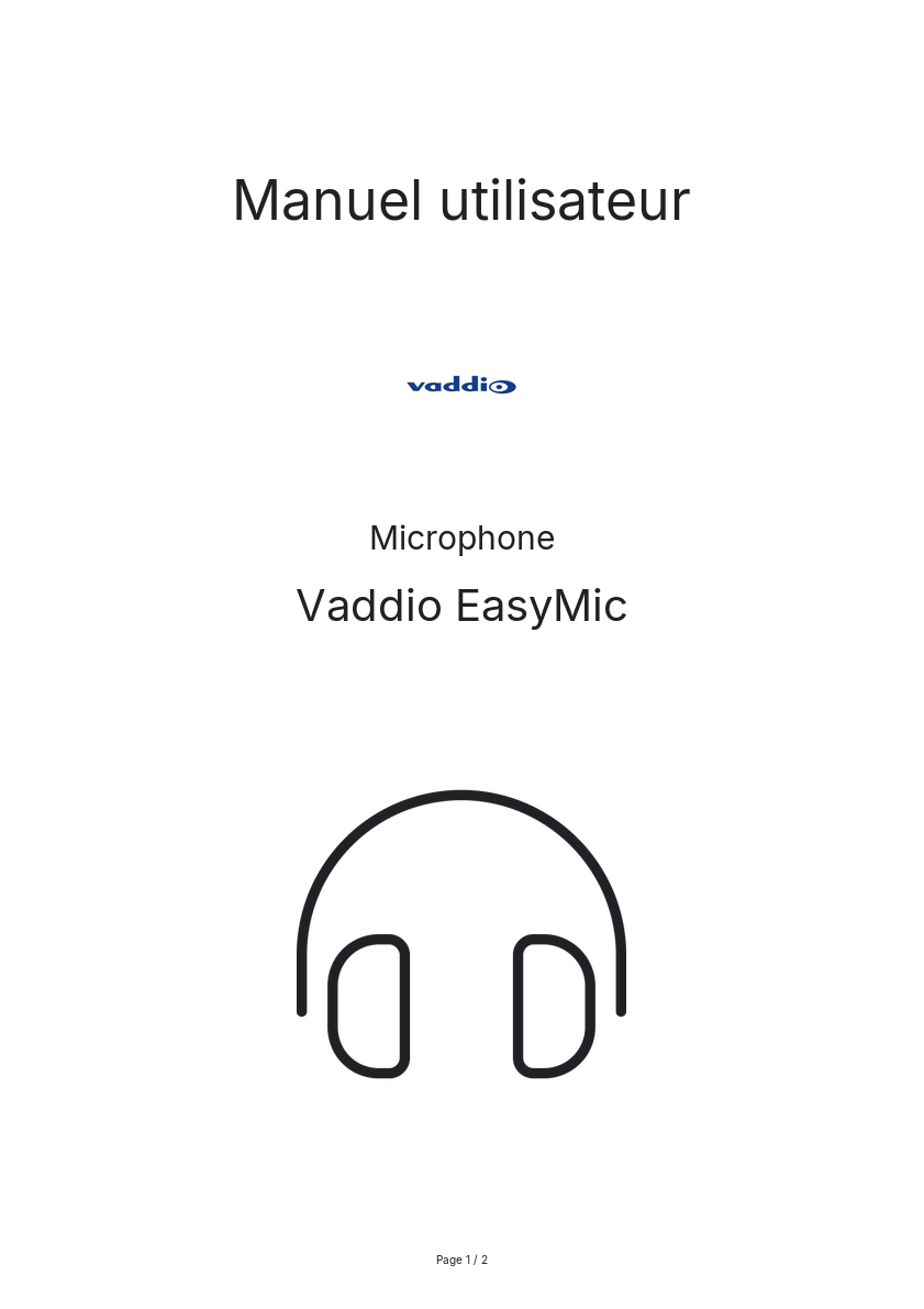 Page n°1 - Manuel utilisateur Vaddio EasyMic