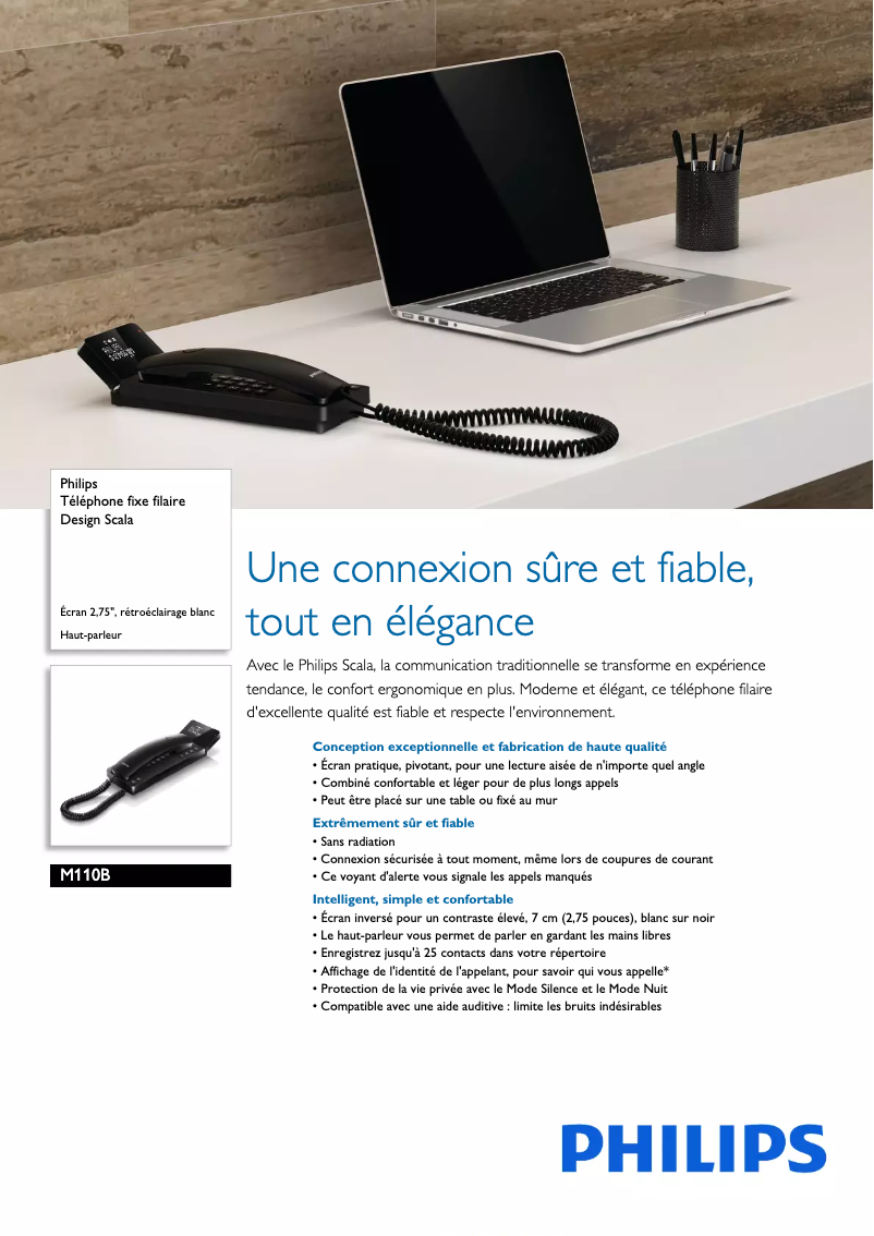 Página 1 del manual Ficha técnica Philips Scala M110