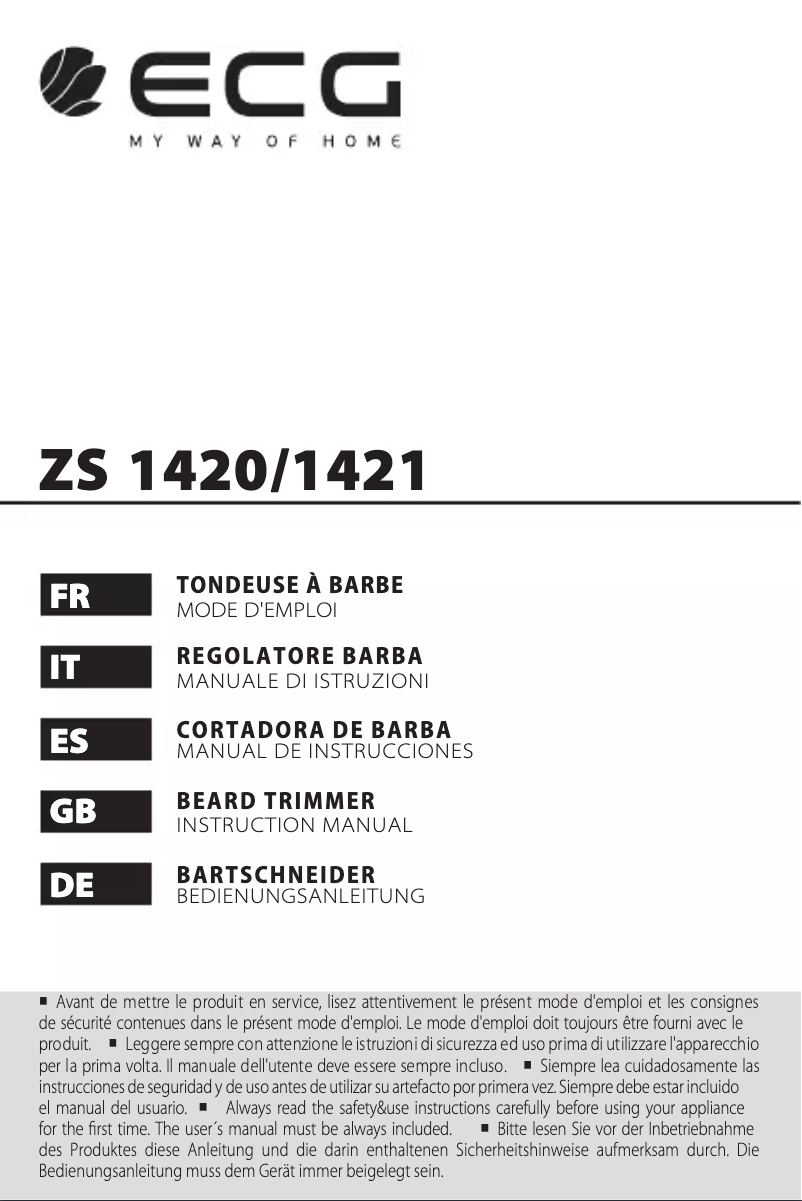 Page 1 of the manual User Manual ECG ZS 1421