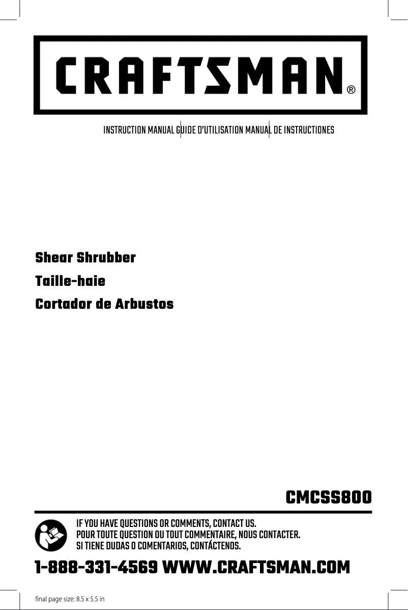 Page 1 de la notice Manuel utilisateur Craftsman CMCSS800C1