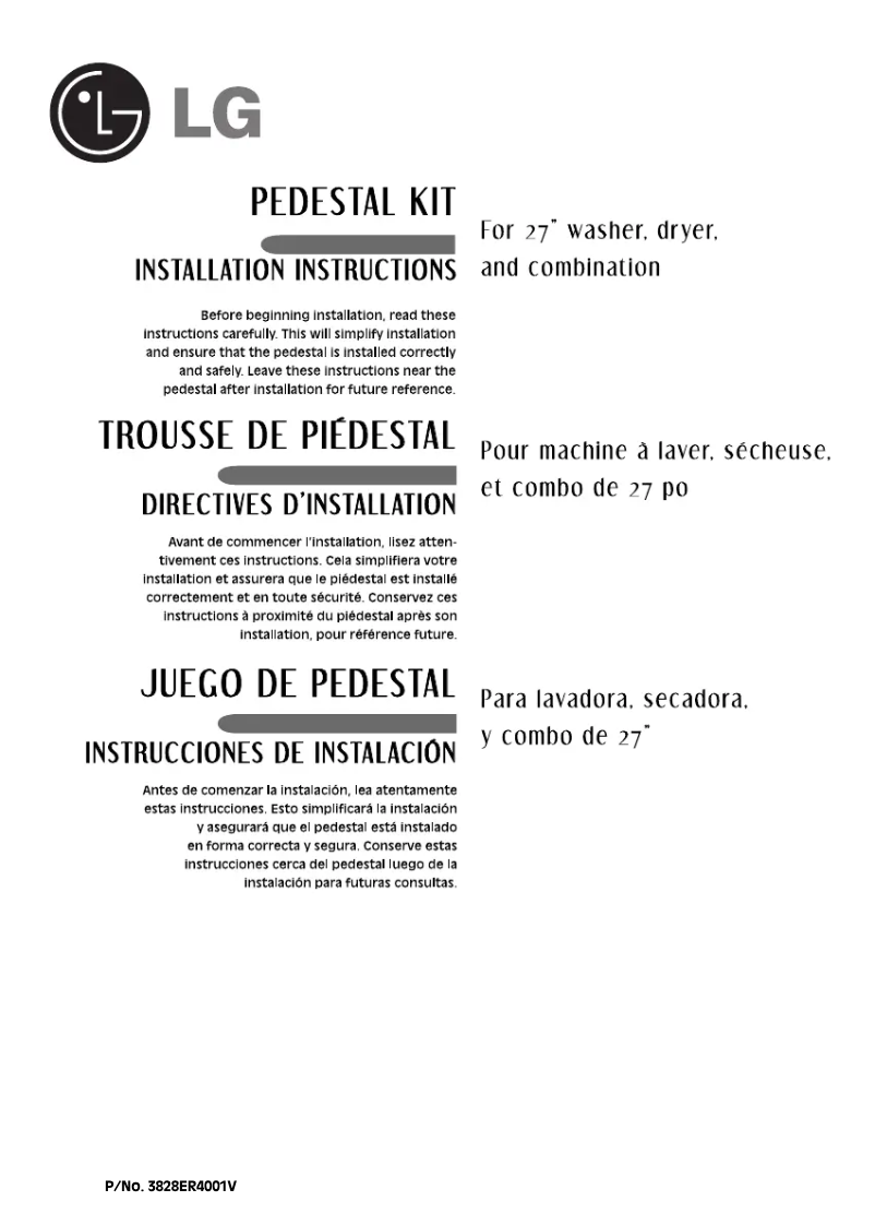 Page n°1 - Guide d'installation LG WDP4W