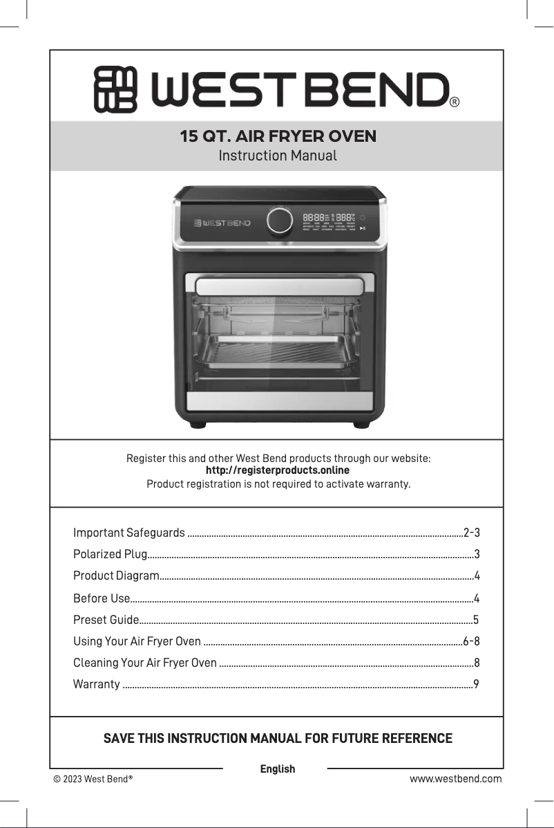 Page 1 de la notice Manuel utilisateur WestBend AFWB15BK13
