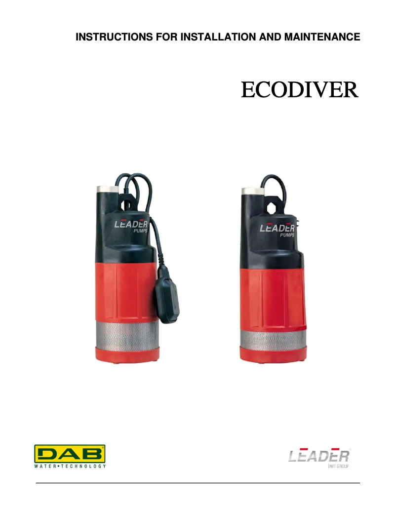 Image de la première page du manuel de l'appareil ECODIVER