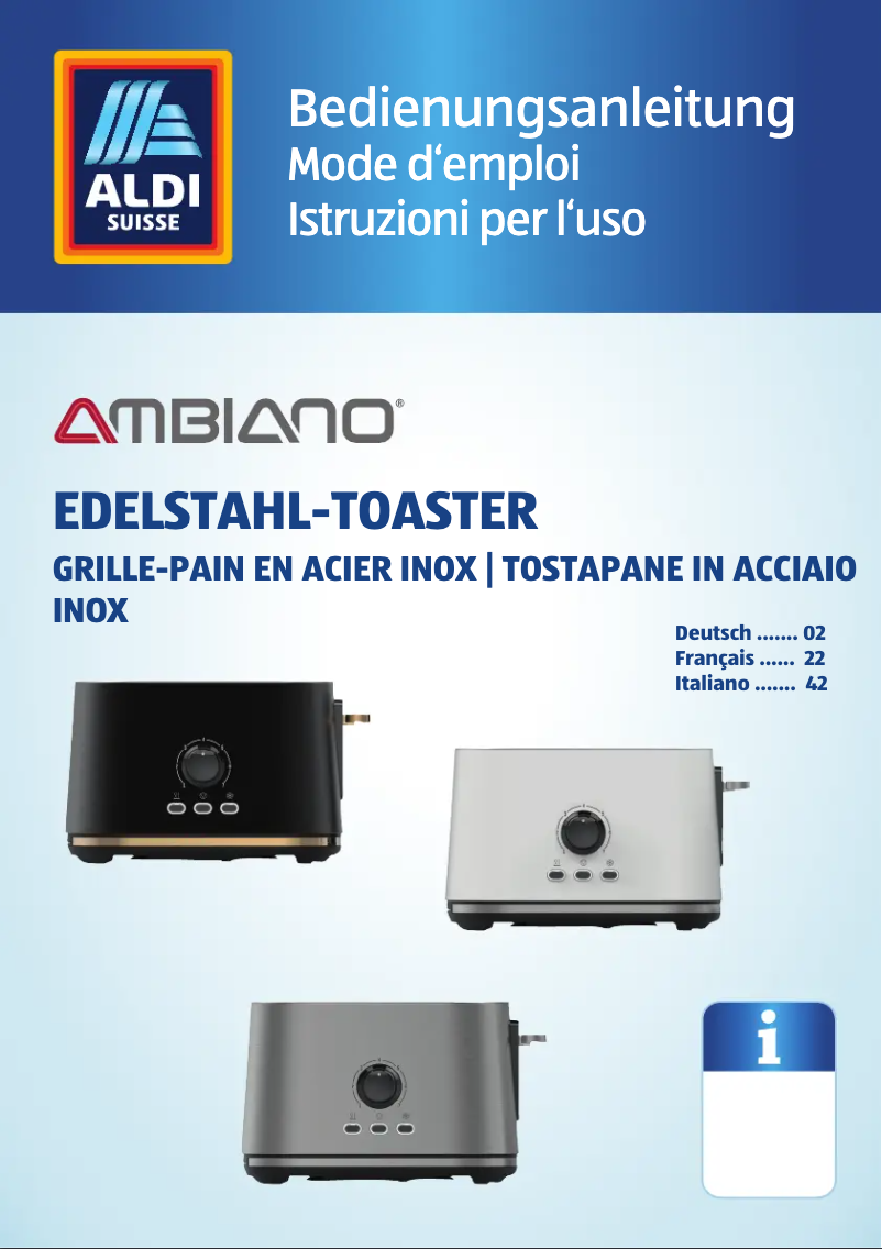 Page 1 de la notice Manuel utilisateur Ambiano GT-Tds-eds-08-CH