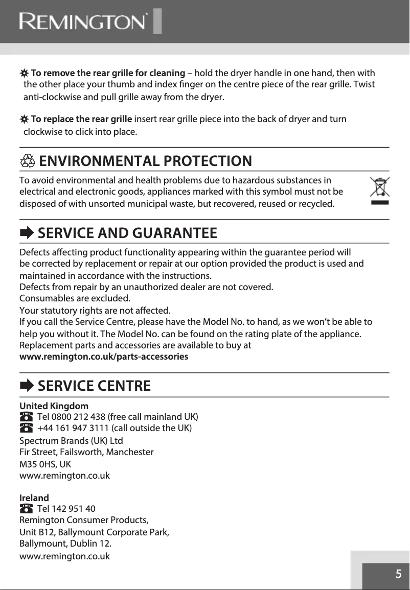 Page 1 de la notice Manuel utilisateur Remington AC5099