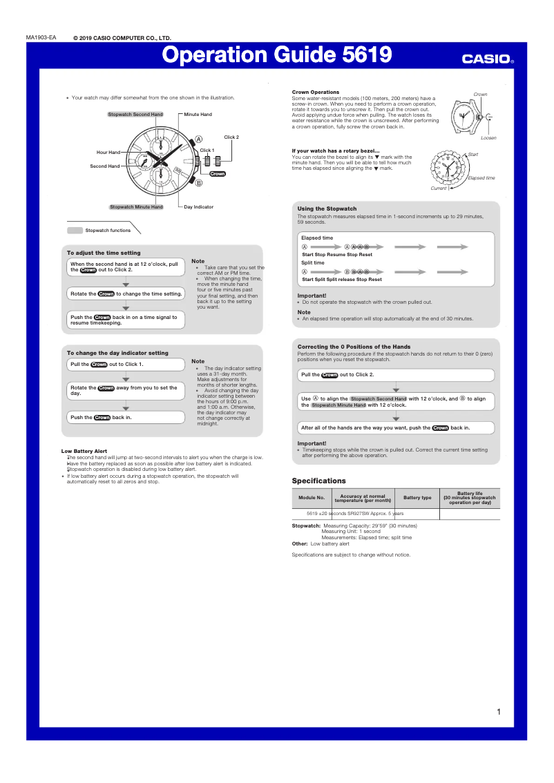 Page 1 de la notice Manuel utilisateur Casio Edifice EFR-S567DC-1AVUEF