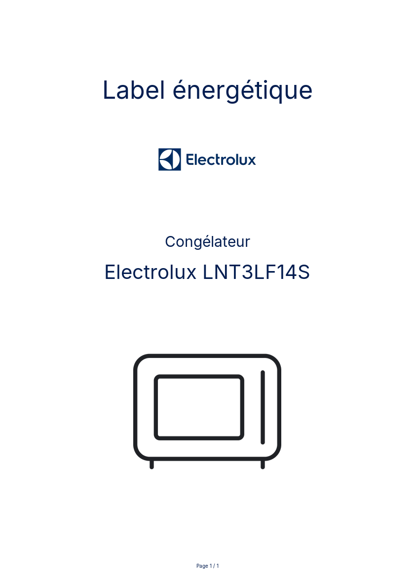 Page n°1 - Label énergétique Electrolux LNT3LF14S