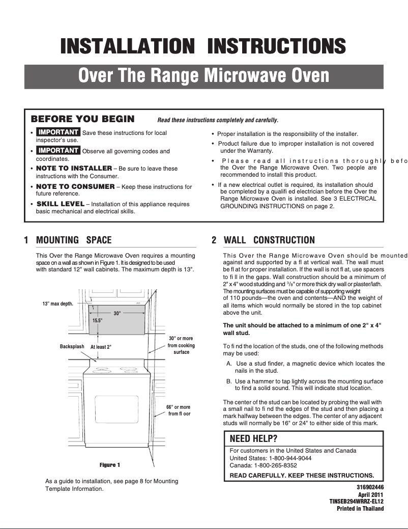 Page n°1 - Guide d'installation Electrolux EI30BM55HB