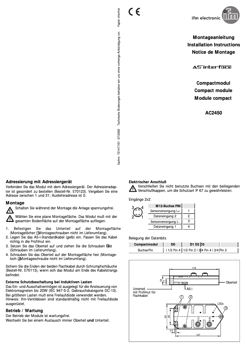 Page 1 de la notice Manuel utilisateur IFM AC2450