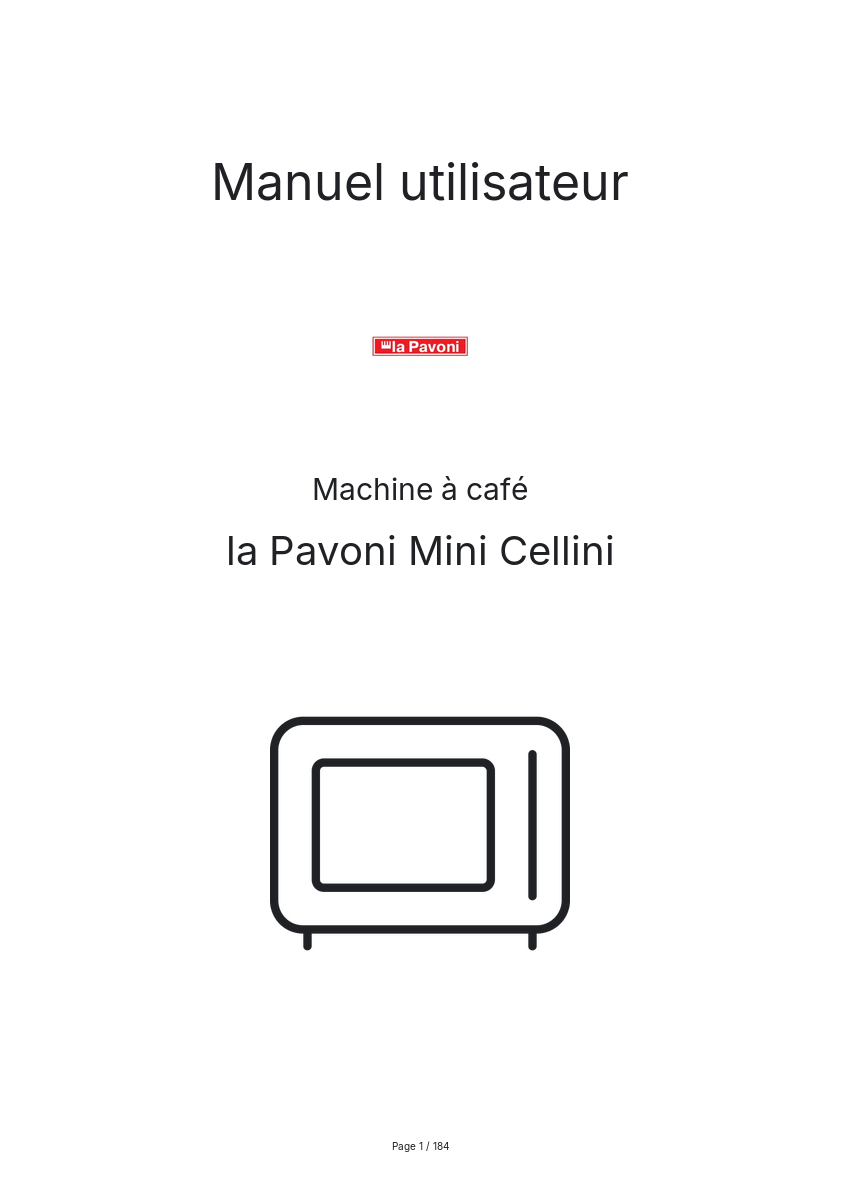 Page n°1 - Manuel utilisateur la Pavoni Mini Cellini