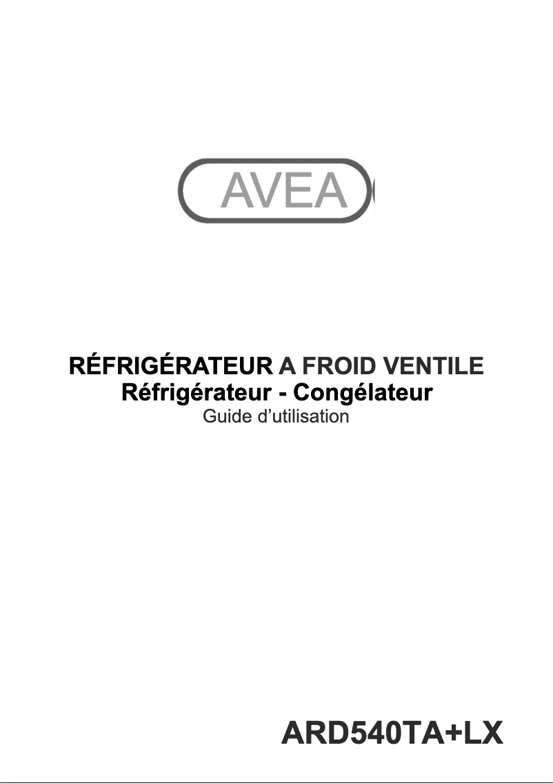 Page 1 de la notice Manuel utilisateur AVEA ARD540TA+LX